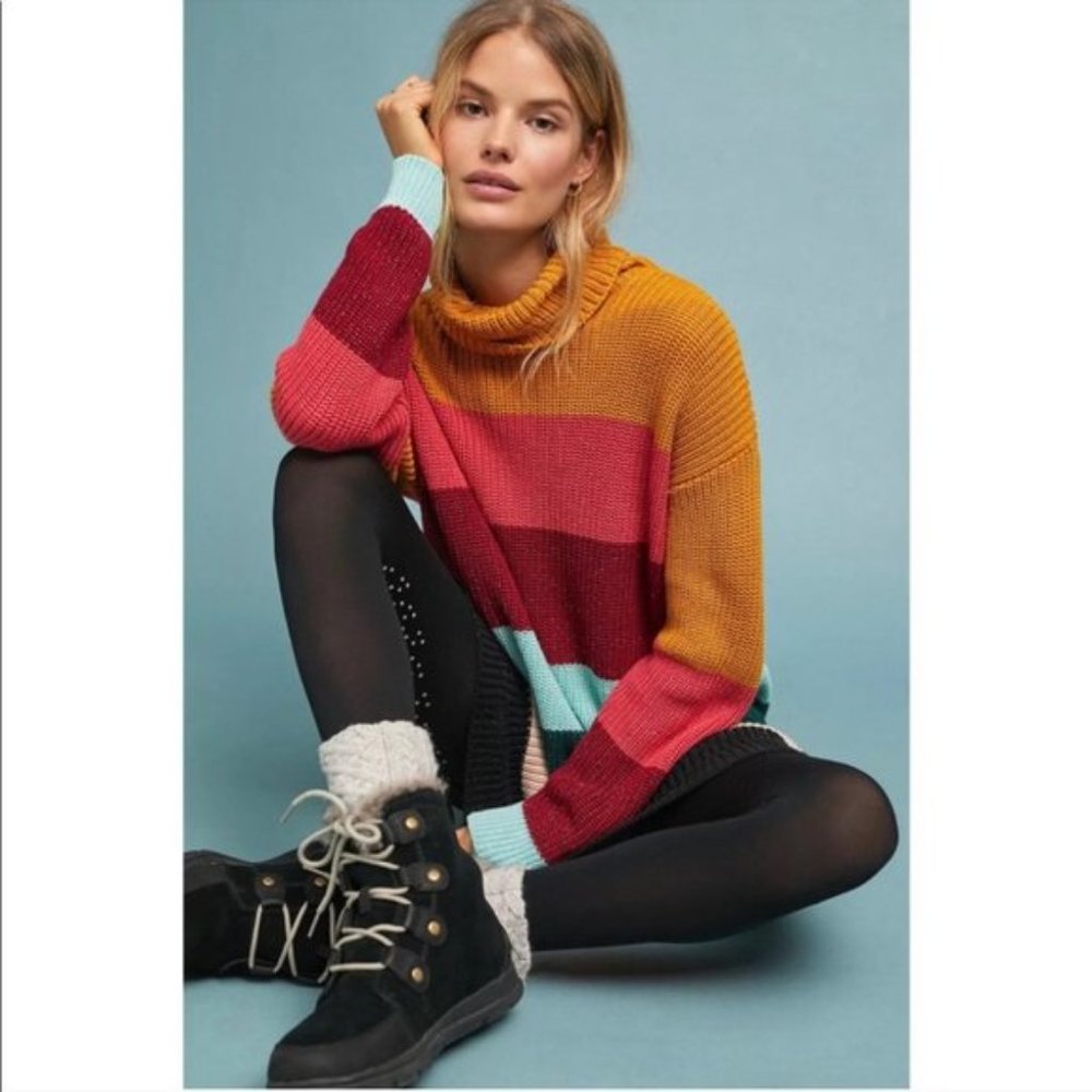 Anthropologie FARM RIO Striped Cotton Turtleneck